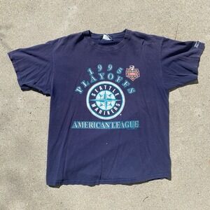 Vintage 90s Seattle Mariners Playoffs Tee Shirt 1995 ALDS Lee XL MLB